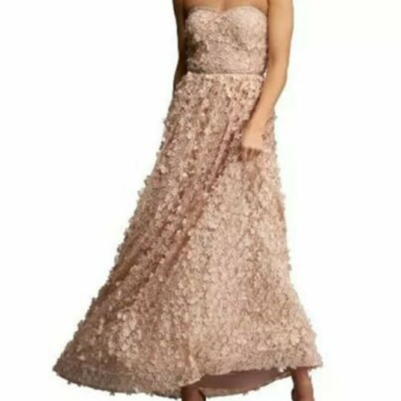 Evening by ECI Strapless Floral Applique Blush Dress Size 4 - Picture 1 of 11
